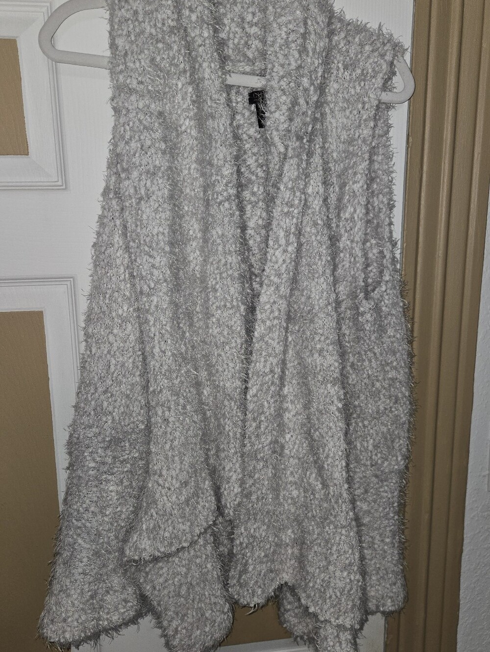 Gilli Plush Open-Front Teddy Vest in Light Gray